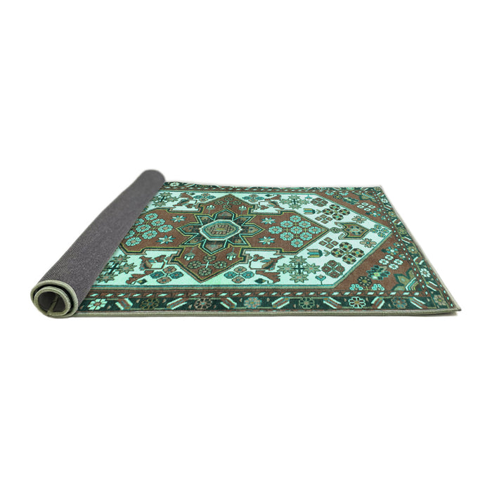 Sideview of Persian Turquoise Traditional Rug, tr202turq