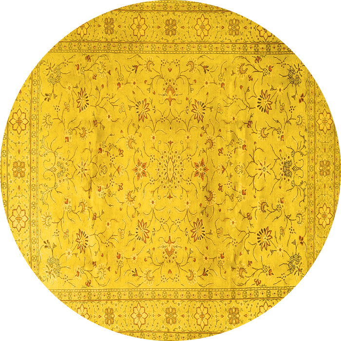 Round Persian Yellow Traditional Rug, tr2030yw