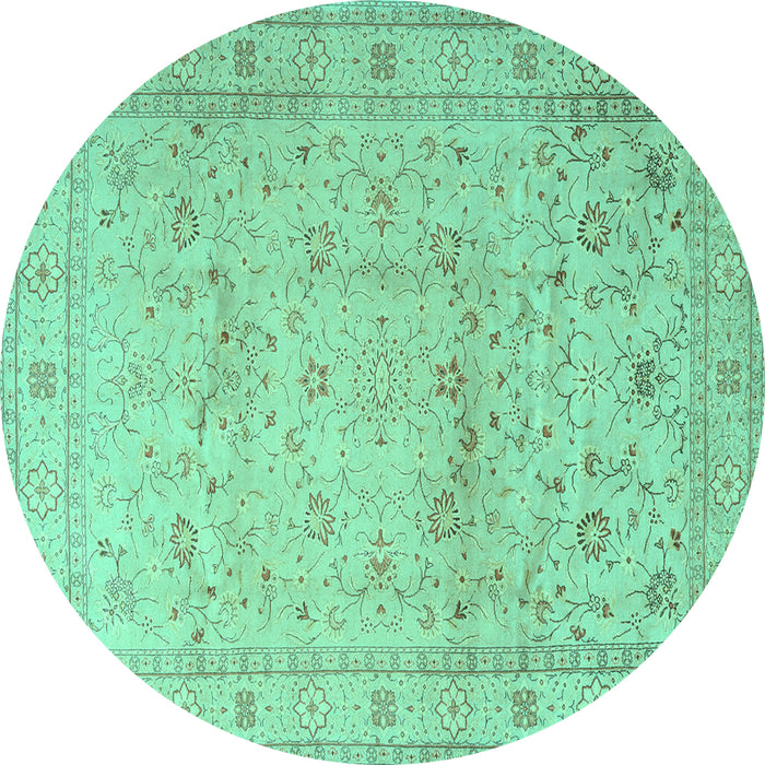 Round Machine Washable Persian Turquoise Traditional Area Rugs, wshtr2030turq