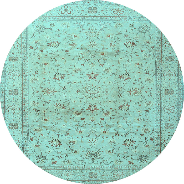 Round Machine Washable Persian Light Blue Traditional Rug, wshtr2030lblu