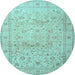 Round Machine Washable Persian Light Blue Traditional Rug, wshtr2030lblu