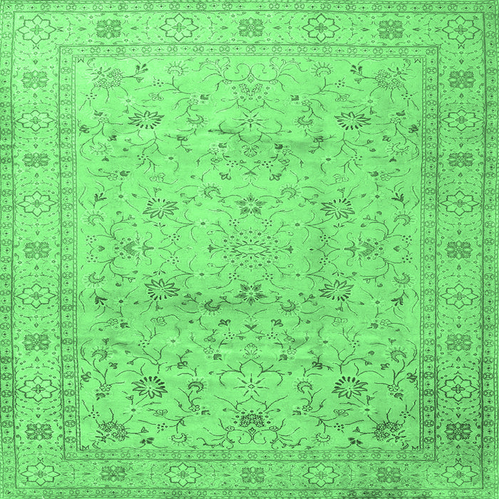 Square Machine Washable Persian Emerald Green Traditional Area Rugs, wshtr2030emgrn