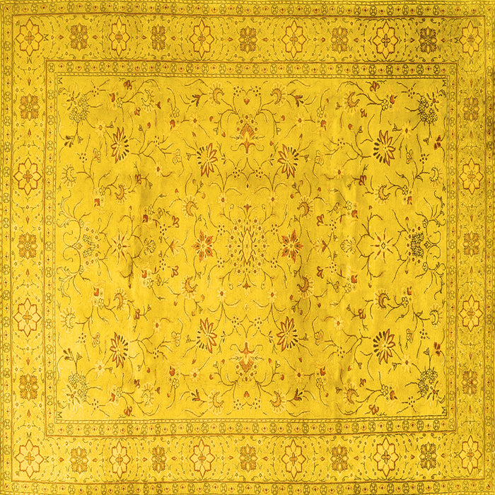 Square Machine Washable Persian Yellow Traditional Rug, wshtr2030yw
