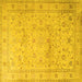 Square Machine Washable Persian Yellow Traditional Rug, wshtr2030yw