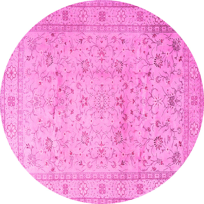 Round Machine Washable Persian Pink Traditional Rug, wshtr2030pnk