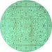 Round Persian Turquoise Traditional Rug, tr2030turq