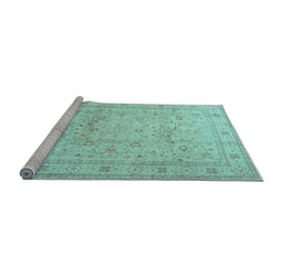 Sideview of Machine Washable Persian Light Blue Traditional Rug, wshtr2030lblu