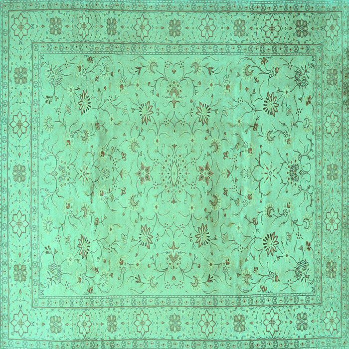 Square Machine Washable Persian Turquoise Traditional Area Rugs, wshtr2030turq