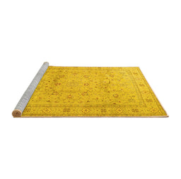 Sideview of Machine Washable Persian Yellow Traditional Rug, wshtr2030yw