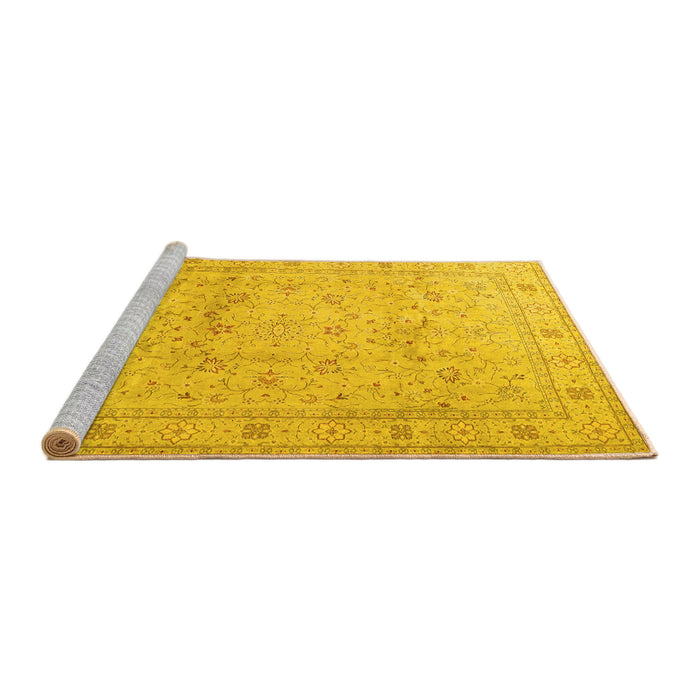Sideview of Machine Washable Persian Yellow Traditional Rug, wshtr2030yw