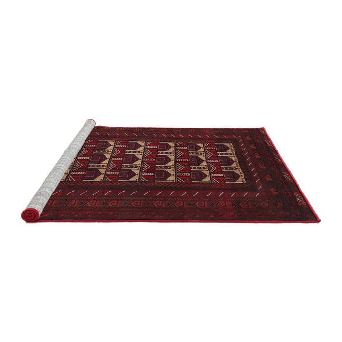Sideview of Machine Washable Traditional Cranberry Red Rug, wshtr2031