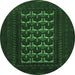 Round Persian Emerald Green Traditional Rug, tr2031emgrn