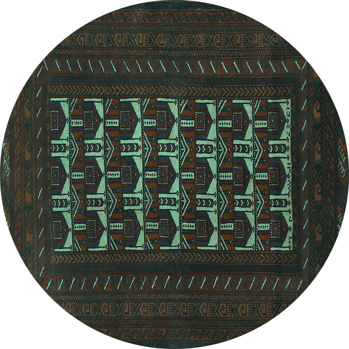 Round Machine Washable Persian Turquoise Traditional Area Rugs, wshtr2031turq