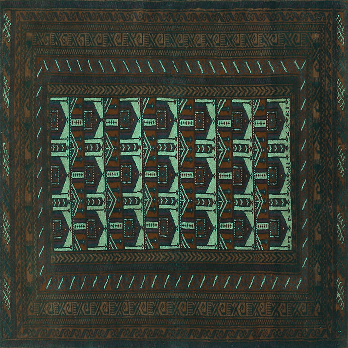 Square Machine Washable Persian Turquoise Traditional Area Rugs, wshtr2031turq