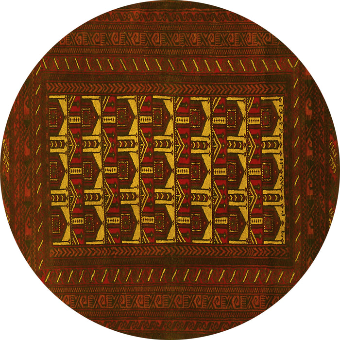 Round Persian Yellow Traditional Rug, tr2031yw