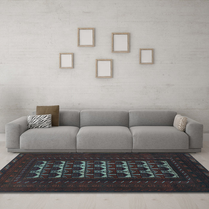 Machine Washable Persian Light Blue Traditional Rug in a Living Room, wshtr2031lblu