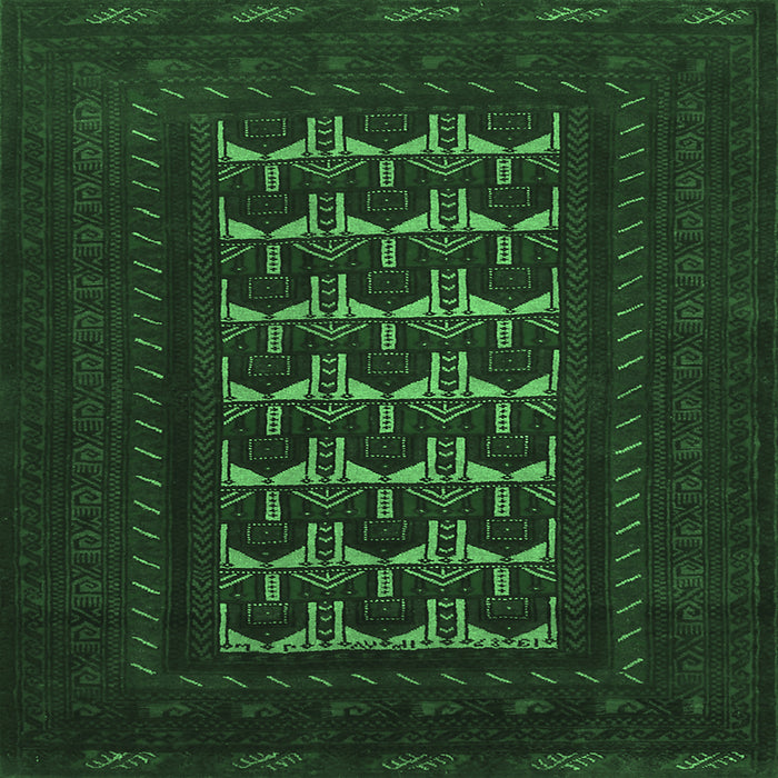 Square Machine Washable Persian Emerald Green Traditional Area Rugs, wshtr2031emgrn