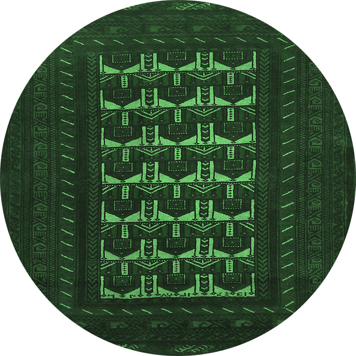Round Machine Washable Persian Emerald Green Traditional Area Rugs, wshtr2031emgrn