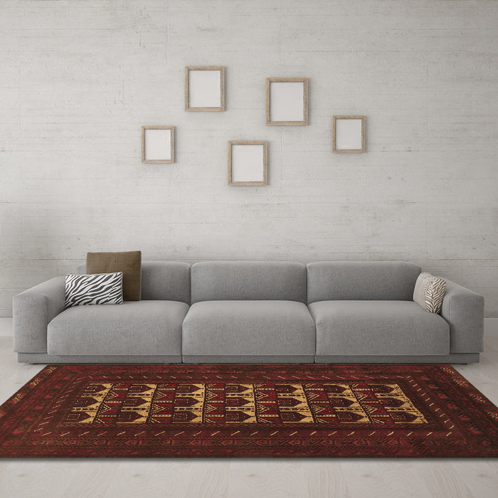 Machine Washable Persian Brown Traditional Rug in a Living Room,, wshtr2031brn