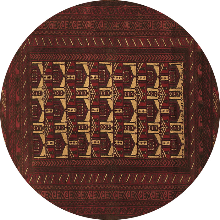 Round Persian Brown Traditional Rug, tr2031brn