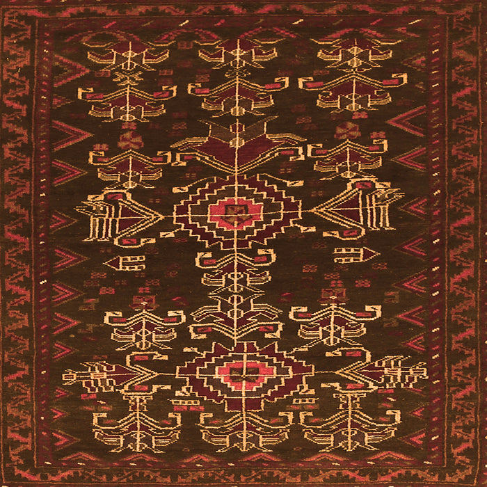 Round Machine Washable Persian Orange Traditional Area Rugs, wshtr2032org