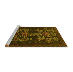 Sideview of Machine Washable Persian Yellow Traditional Rug, wshtr2032yw