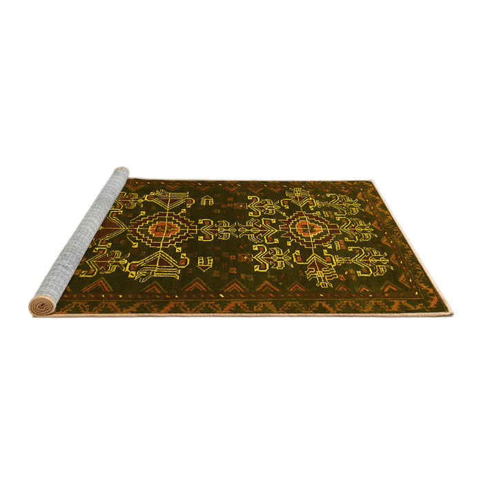 Sideview of Machine Washable Persian Yellow Traditional Rug, wshtr2032yw