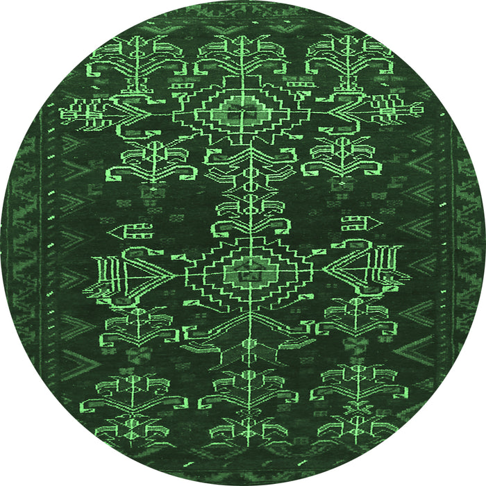 Round Persian Emerald Green Traditional Rug, tr2032emgrn