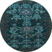 Round Machine Washable Persian Light Blue Traditional Rug, wshtr2032lblu