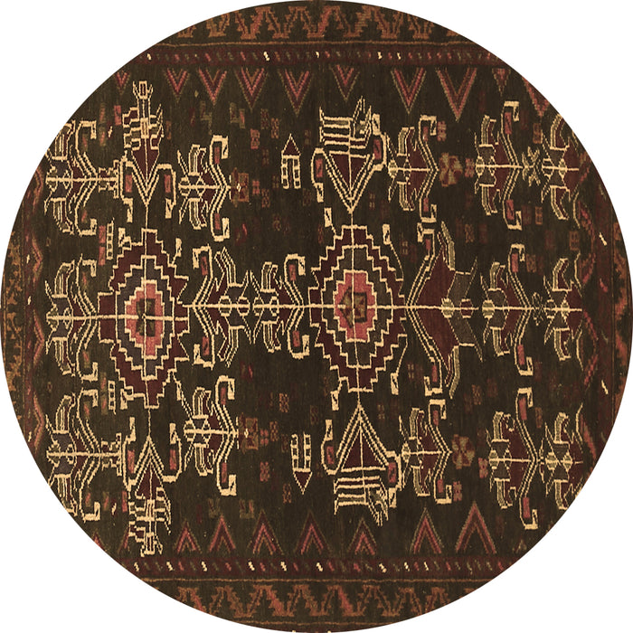 Round Persian Brown Traditional Rug, tr2032brn