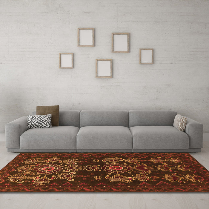 Machine Washable Persian Orange Traditional Area Rugs in a Living Room, wshtr2032org