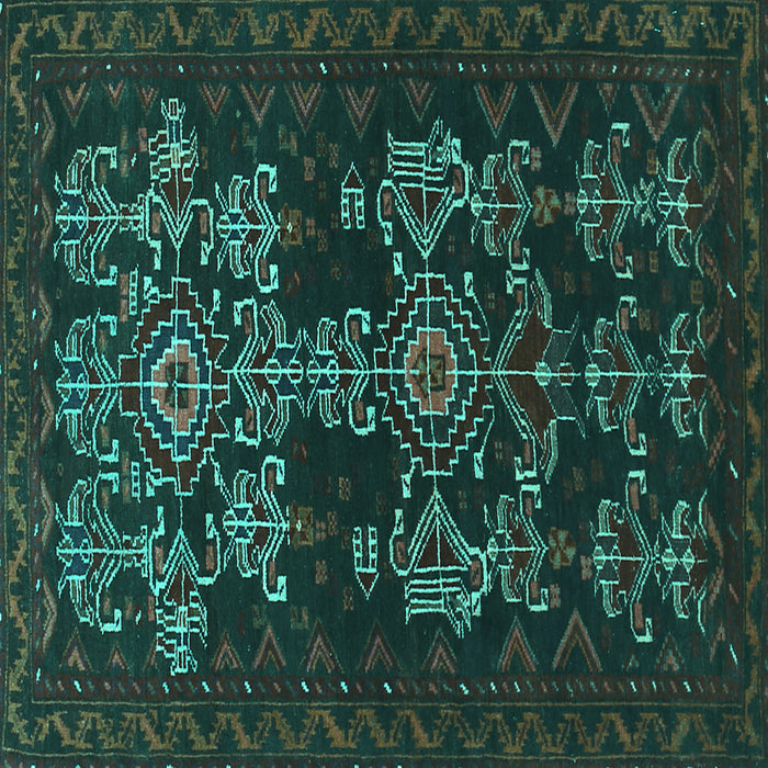 Square Machine Washable Persian Turquoise Traditional Area Rugs, wshtr2032turq