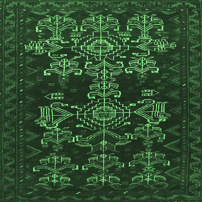 Square Persian Emerald Green Traditional Rug, tr2032emgrn