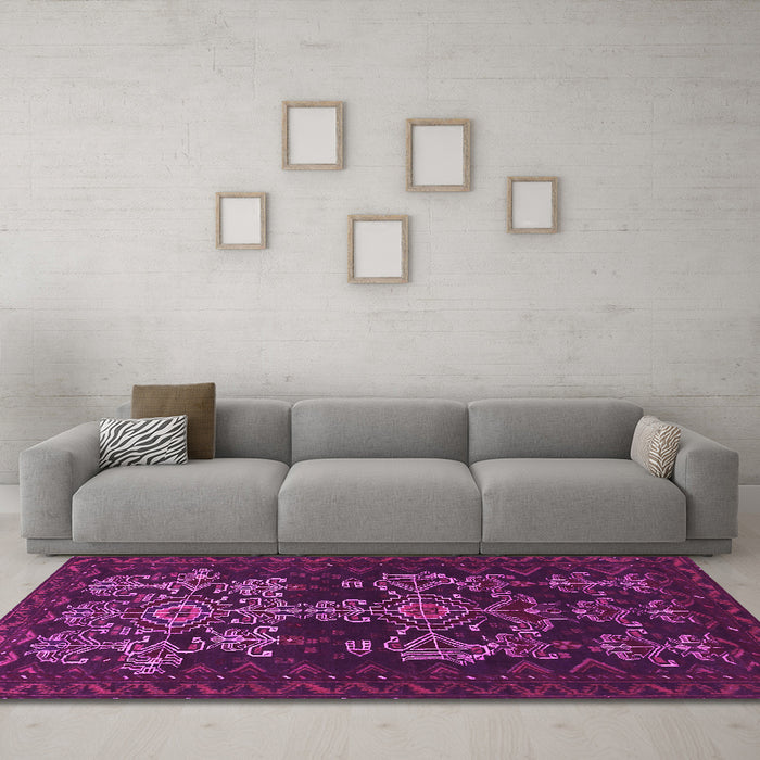 Machine Washable Persian Pink Traditional Rug in a Living Room, wshtr2032pnk