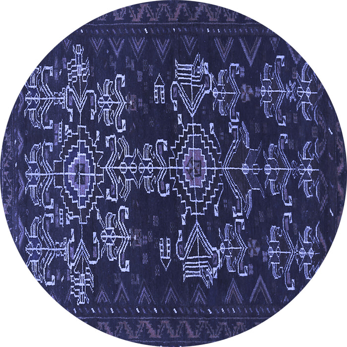 Round Persian Blue Traditional Rug, tr2032blu