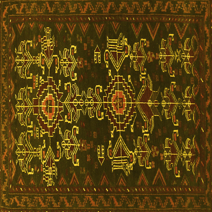 Square Persian Yellow Traditional Rug, tr2032yw