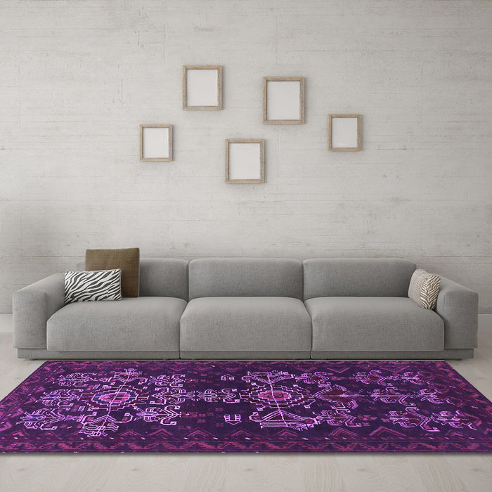 Machine Washable Persian Purple Traditional Area Rugs in a Living Room, wshtr2032pur