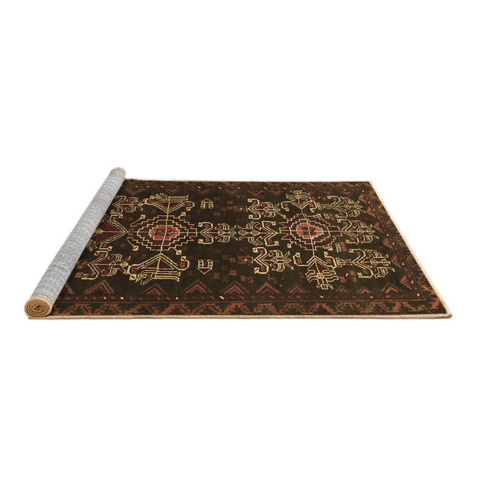Sideview of Machine Washable Persian Brown Traditional Rug, wshtr2032brn