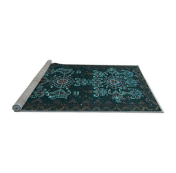 Sideview of Machine Washable Persian Light Blue Traditional Rug, wshtr2032lblu