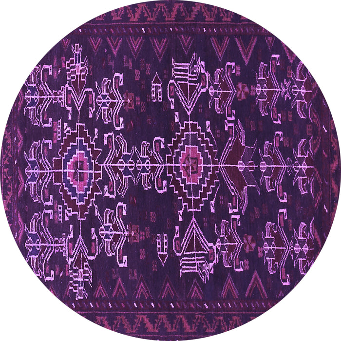 Round Persian Purple Traditional Rug, tr2032pur