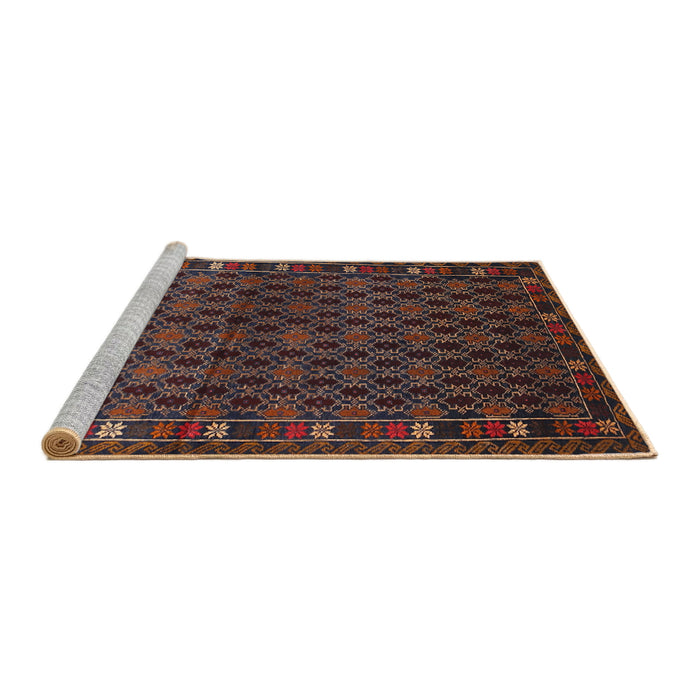 Sideview of Machine Washable Traditional Chestnut Brown Rug, wshtr2033