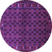 Round Machine Washable Persian Purple Traditional Area Rugs, wshtr2033pur