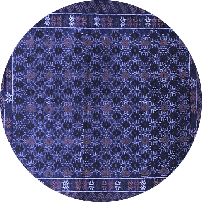 Round Persian Blue Traditional Rug, tr2033blu