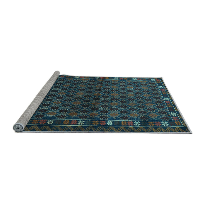 Sideview of Machine Washable Persian Light Blue Traditional Rug, wshtr2033lblu