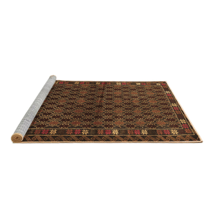 Sideview of Machine Washable Persian Brown Traditional Rug, wshtr2033brn
