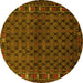 Round Machine Washable Persian Yellow Traditional Rug, wshtr2033yw