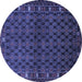 Round Machine Washable Persian Blue Traditional Rug, wshtr2033blu