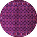 Round Machine Washable Persian Pink Traditional Rug, wshtr2033pnk