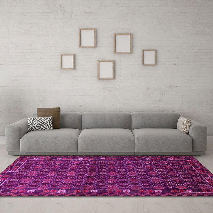 Machine Washable Persian Pink Traditional Rug in a Living Room, wshtr2033pnk