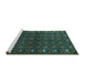 Sideview of Machine Washable Persian Turquoise Traditional Area Rugs, wshtr2033turq